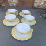 Coffee service or tea in vintage yellow and white porcelain