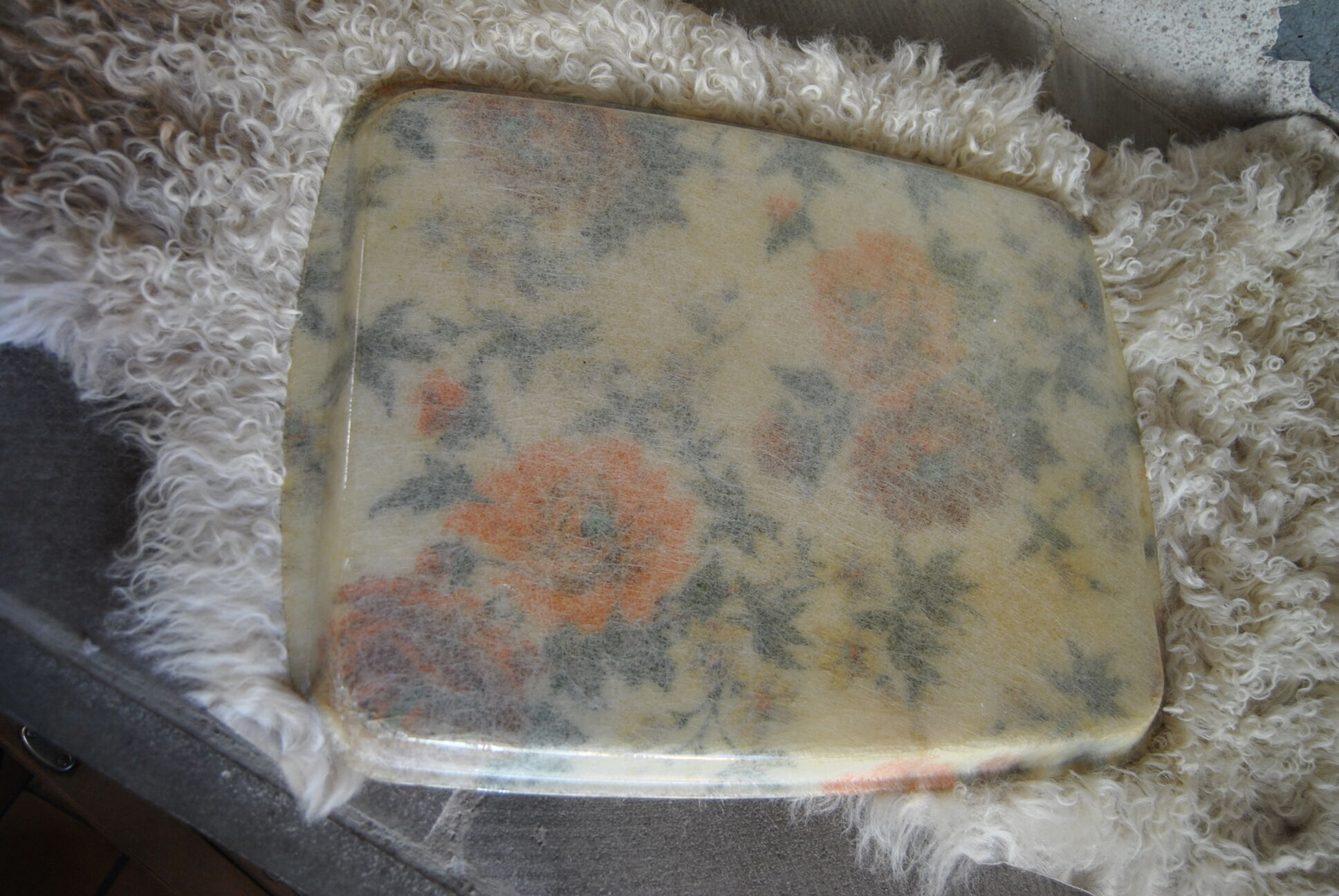 Orange fiberglass flower patterned top 70s