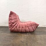 Togo lounge chair in pink velvet model designed by Michel Ducaroy 1973