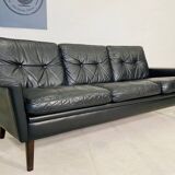 Vintage danish retro nili stoppmøbler 3 person sofa in black leather 1960s