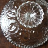 Cut glass goblet with a transparent stem.