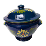Soupière poterie Alsacienne ancienne bleu nuit