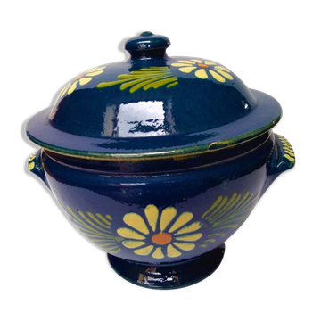 Soupière poterie Alsacienne ancienne bleu nuit