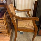Louis philippe style barber chair in beech with cane seat and backrest