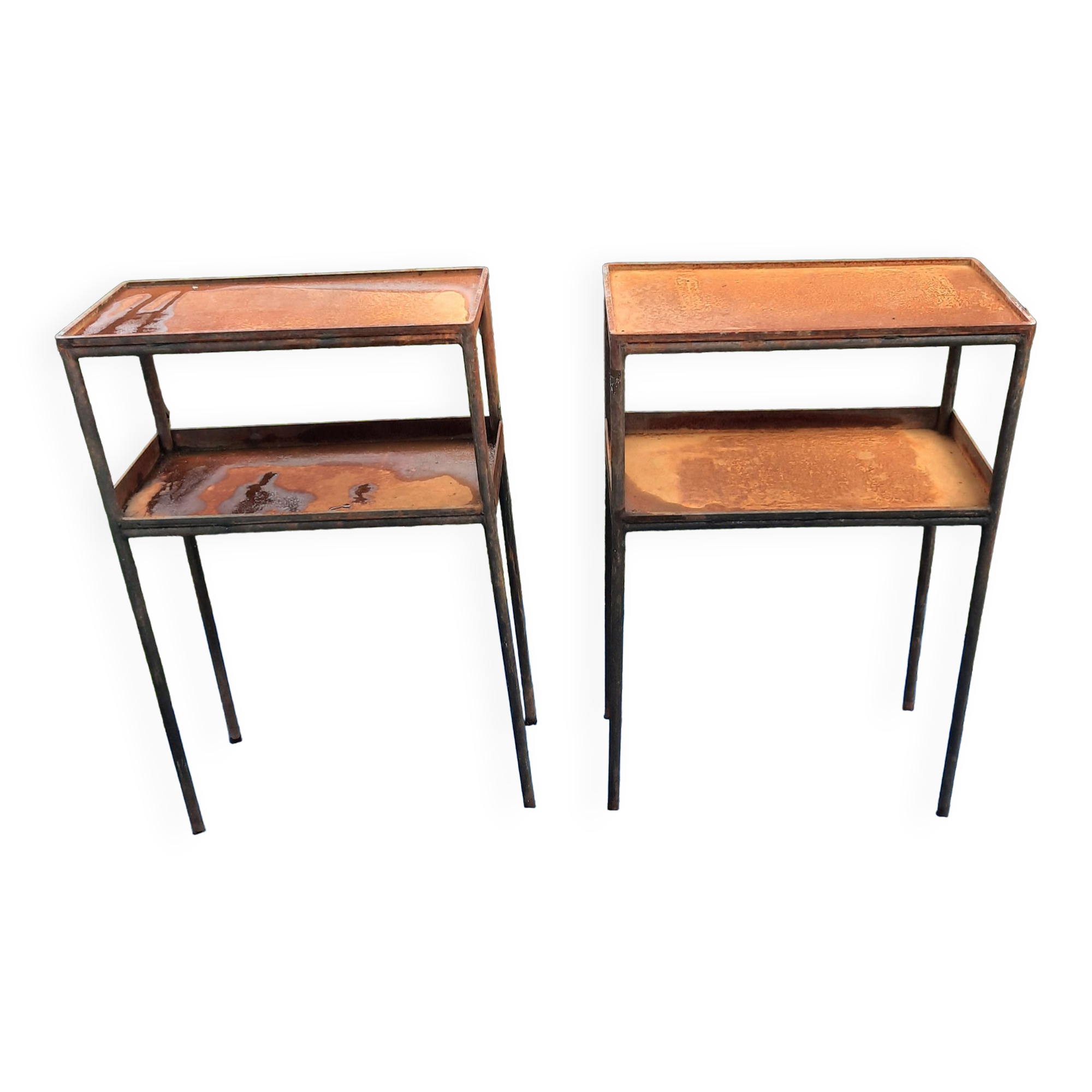 Pair of metal consoles