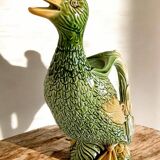 Majolica Duck Pitcher by Keller & Guérin, France, Art Nouveau, 1890