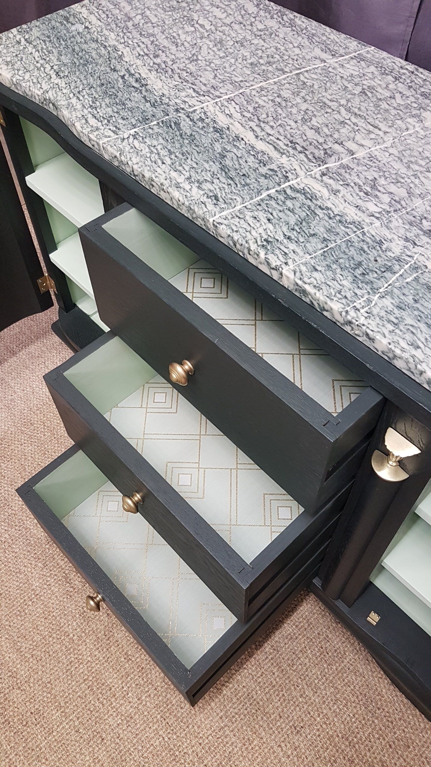 Old art deco chest of drawers restyled wagon green.