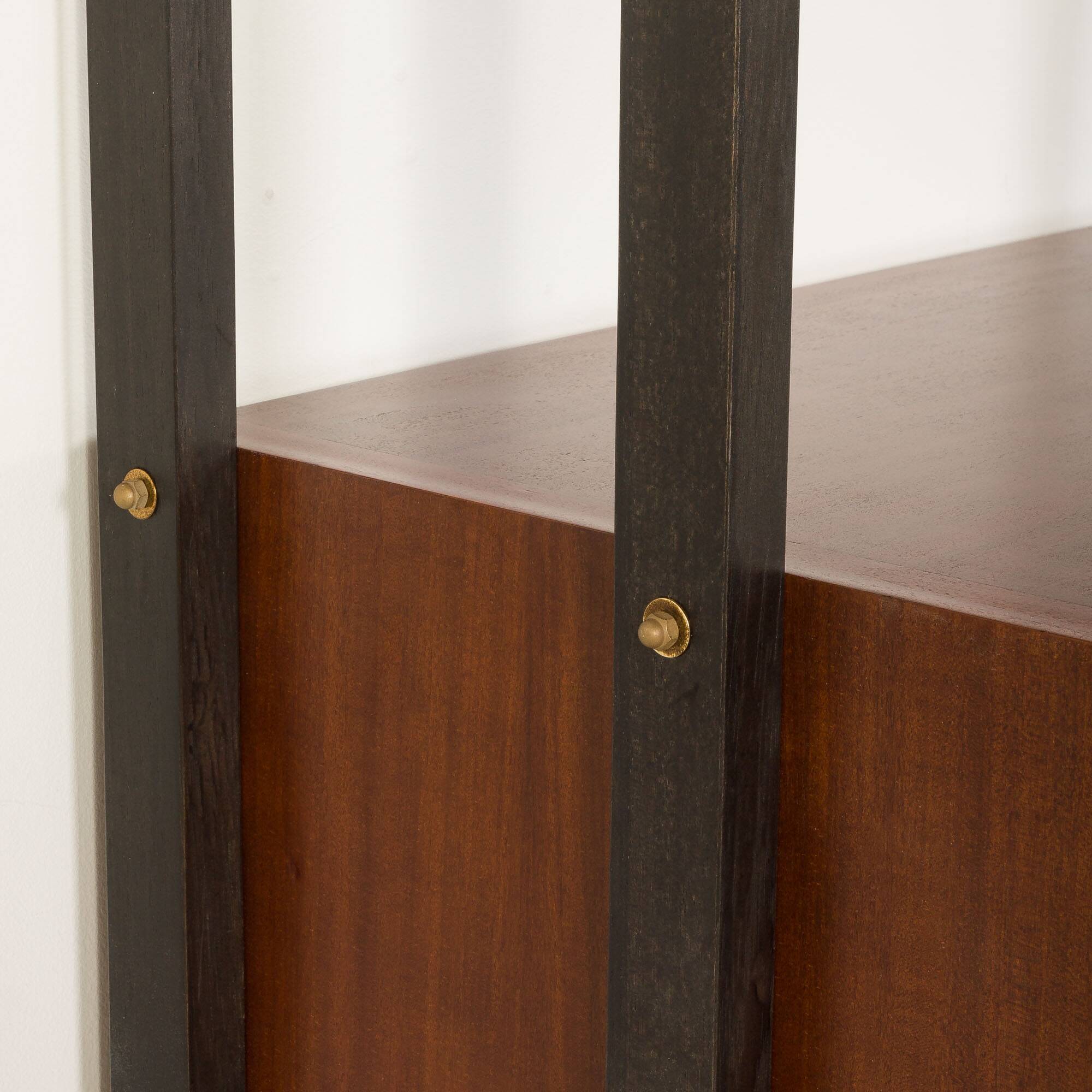 Italian vintage floor to ceiling wall unit with a bureau or a bar cabinet