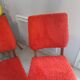 Paire de chaise moumoute vintage rouge pieds compas