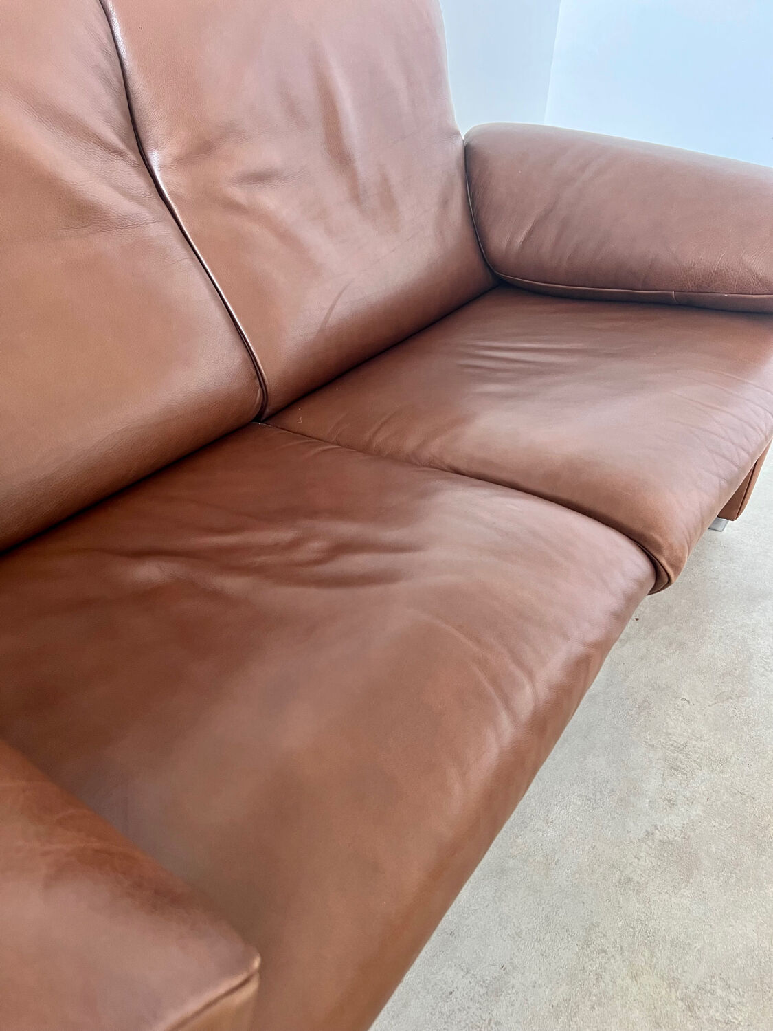 Vintage sofa 2 places leather camel design de sede ds-1023