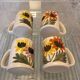 Set of 4 vintage 1970s flower stoneware mugs