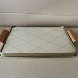Metal tray and antique mirror