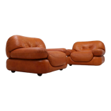 Sapporo cognac leather armchairs by girgi 1970s