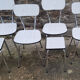 Set table chairs formica bicolor white and wood, feet eiffel, SIF, 70s, its 4 chairs