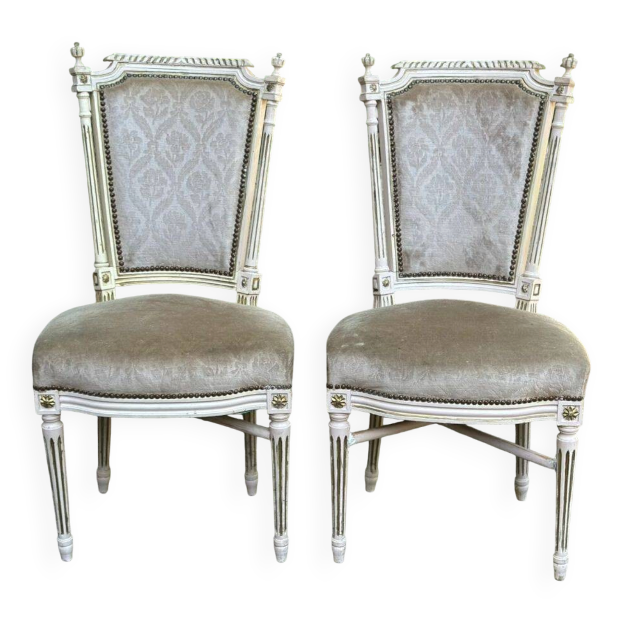 2 chaises Louis XVI médaillon carré du XIXème siècle