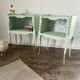 Pair of wooden bedside tables restyled green celadon
