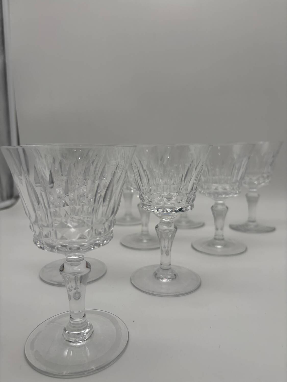 10 Baccarat Glasses, Model Picadilly, France, Crystal Stemmed Glasses