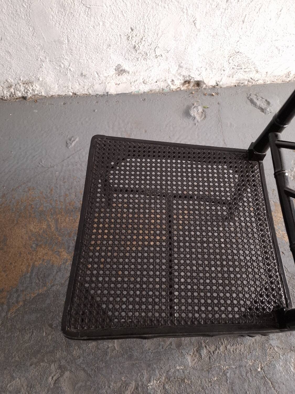 Black lacquered chair, faux bamboo, Chippendale, Jonathan Adler