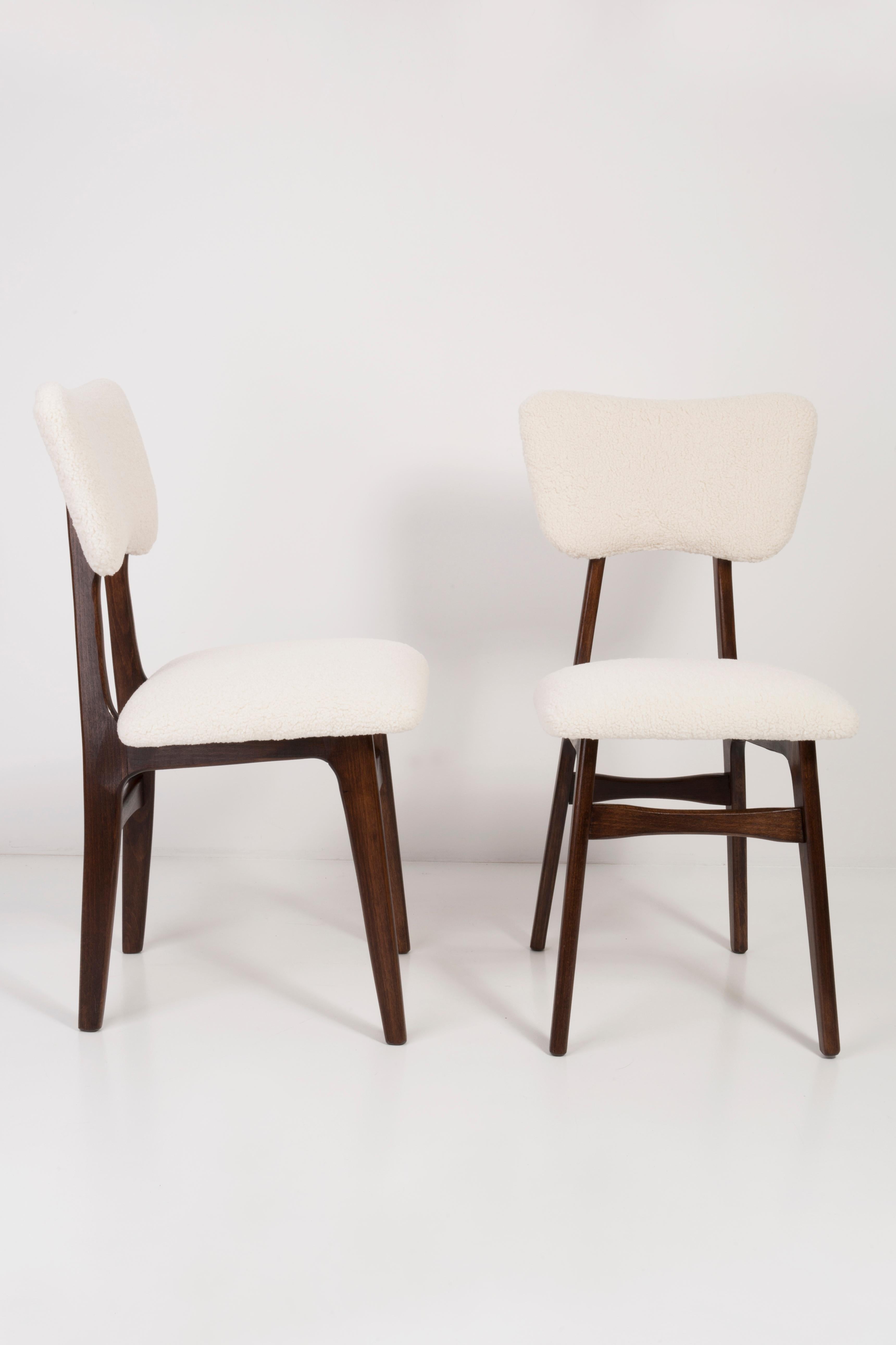Mid-century modern chair in light cream boucle, 1960s