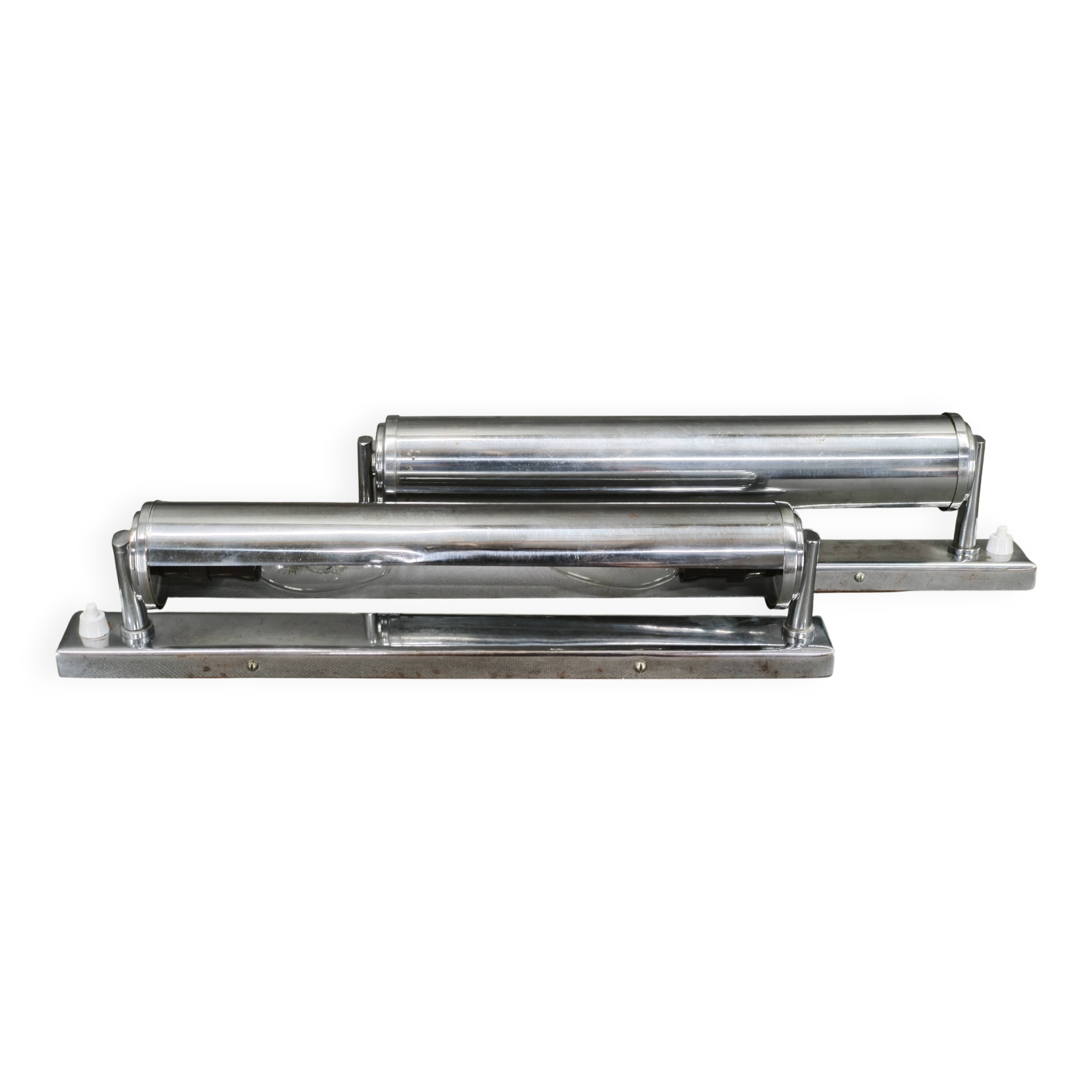 Pair of Bauhaus Chrome Wall Lights by Napako, Czechoslovakia, 1940s