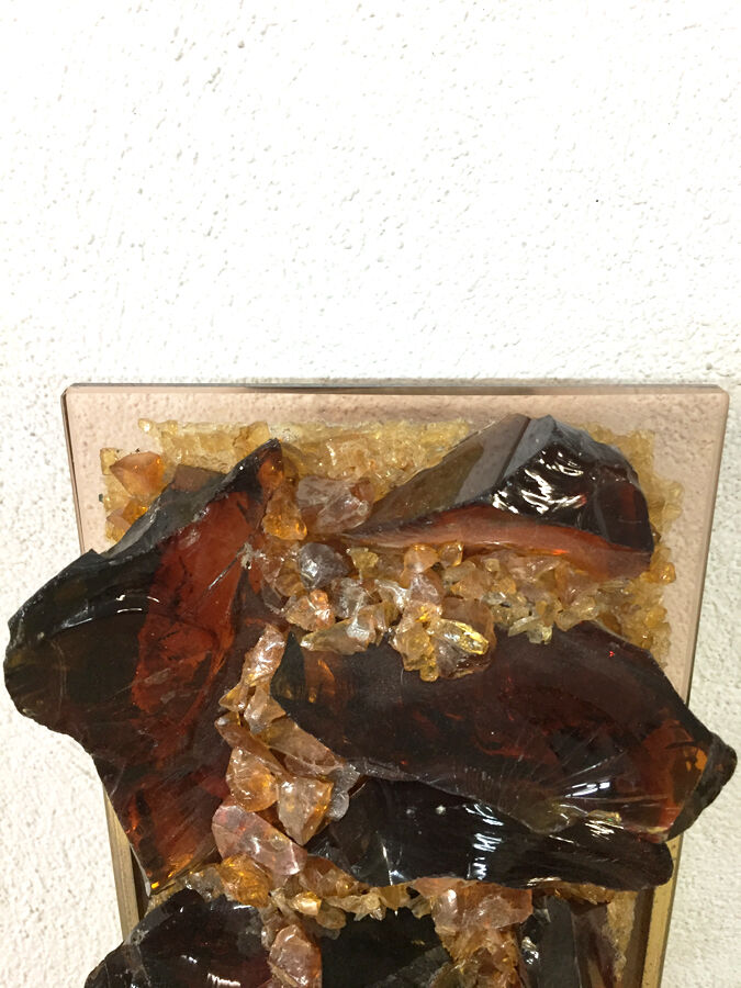 Glass and brass wall sconce, 1970
