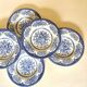 Set of six English deep plates, made of ironstone ceramic, floral patterns.