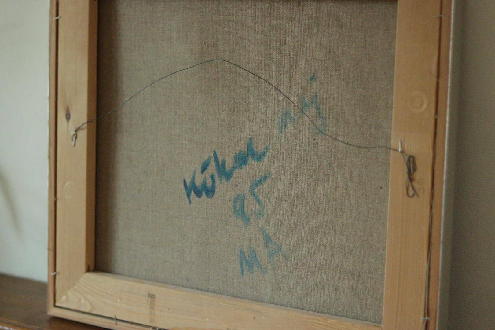 Original Swedish abstract oil painting on canvas "Abstract Rocks"