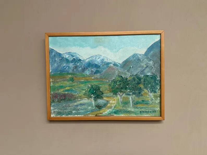 Original Swedish Oil on Canvas – "Landscape" by S. Högfeldt – Signed – Vintage and Framed – 48 × 36 cm (18.9" × 14.2")