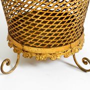 Large Mid-Century Regency umbrella stand made of gilded metal, Italy 1960s