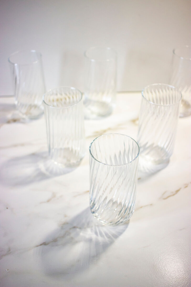 6 high ridged glasses