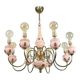 Mid-century brass and glass chandelier