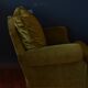 Vintage armchair green velvet fringes