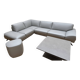 Roche bobois evidence corner sofa medium grey and 3 poufs