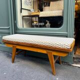 Oak bench with custom cushion