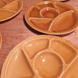 Set of 6 round plates with Gien France compartments