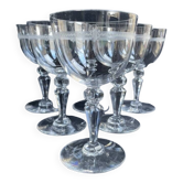 6 water glasses in light blown, cut and guilloché crystal