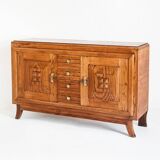 Solid oak Art Deco style sideboard, France, 1950s