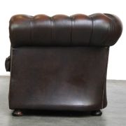 English Chesterfield 2.5 seater sofa in dark brown flamed cowhide leather
