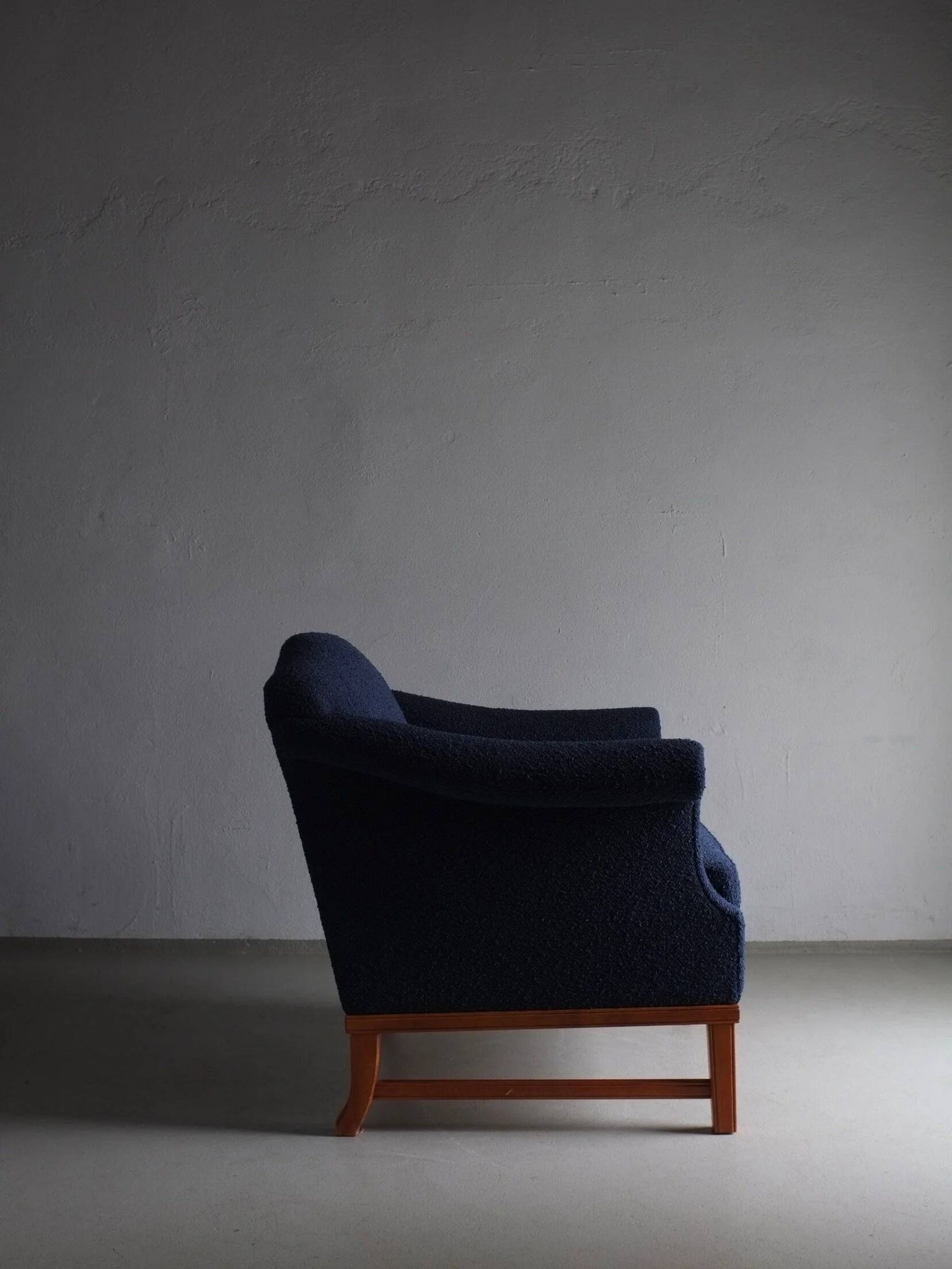 Navy boucle lounge chair | Sweden | 1940s