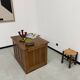 Oak and veneer counter or desk