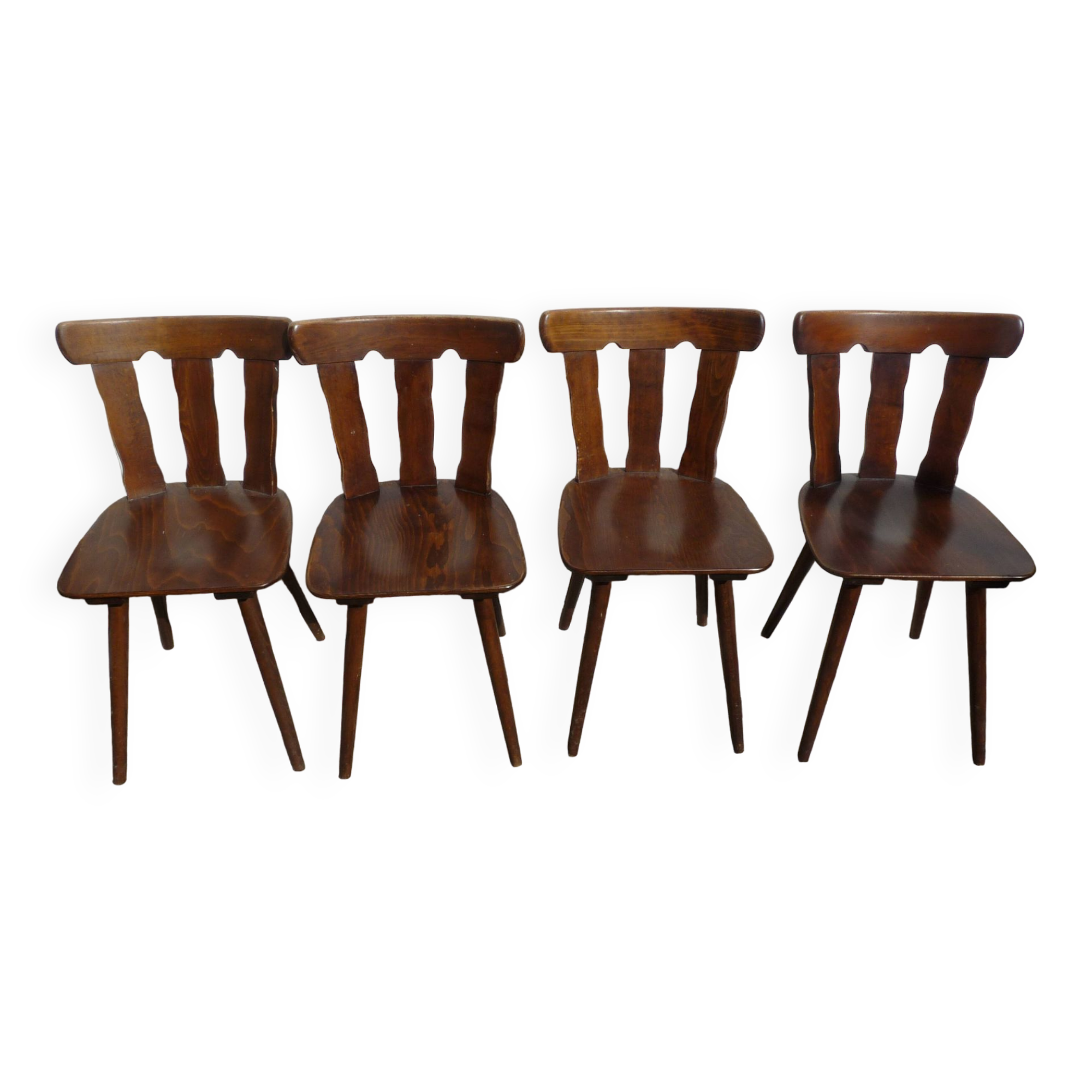 Lot of 4 wooden bistro chairs - 70s 80s 90s