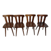 Lot of 4 wooden bistro chairs - 70s 80s 90s