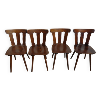 Lot 4 chaises de bistrot bois - année 70 80 90