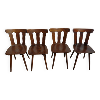 Lot 4 wooden bistro chairs - year 70 80 90