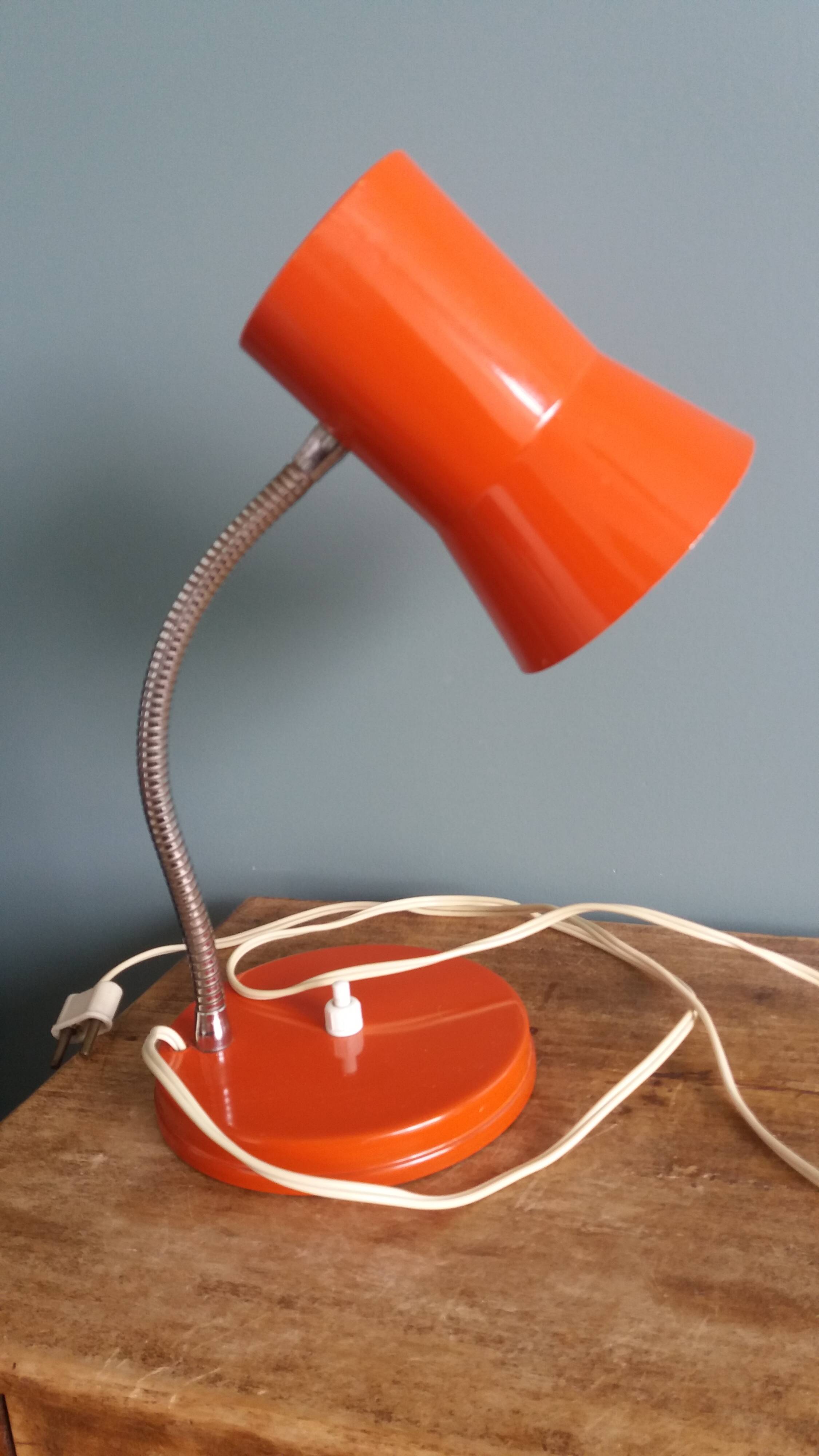 Lampe de bureau flexible années 70 orange