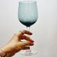 6 Large Wine or Water Balloon Glasses in Petrol Blue Color Blown Glass