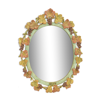 Painted mirror decorated with foliage and bunches of grapes