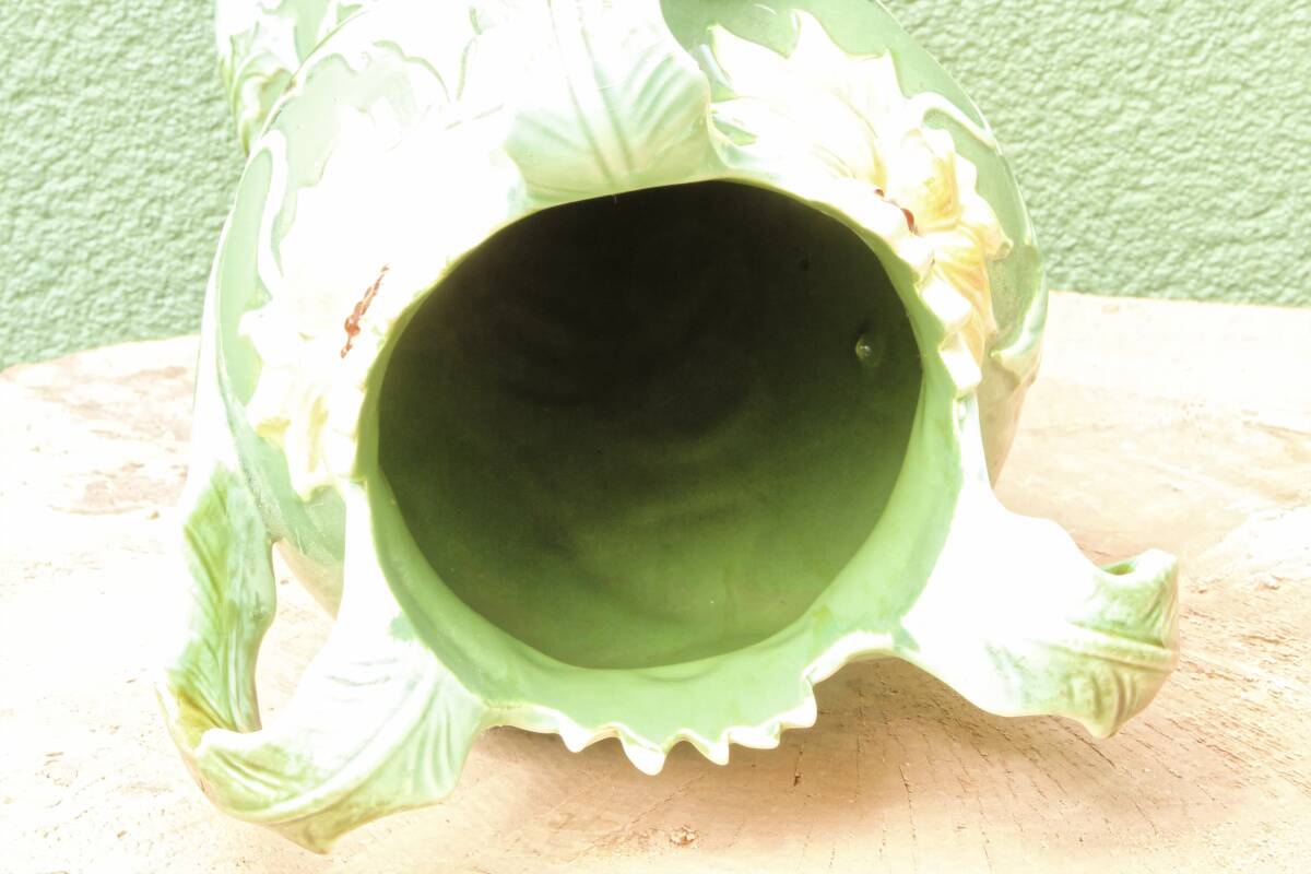 Slip vase, thistle motif, Art Nouveau