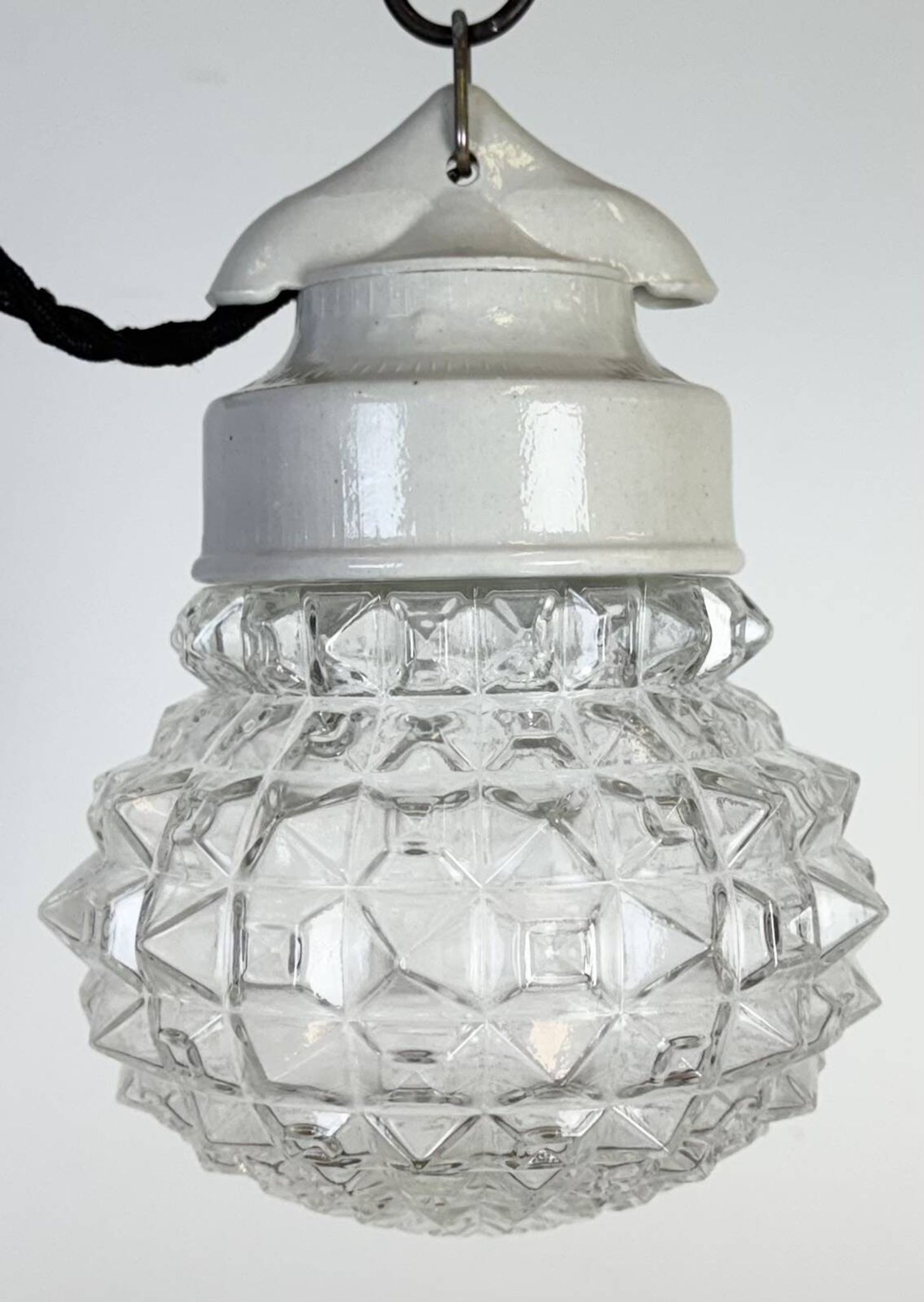 Vintage White Porcelain Pendant Light, 1970s