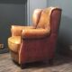 Robust vintage sheepskin armchair